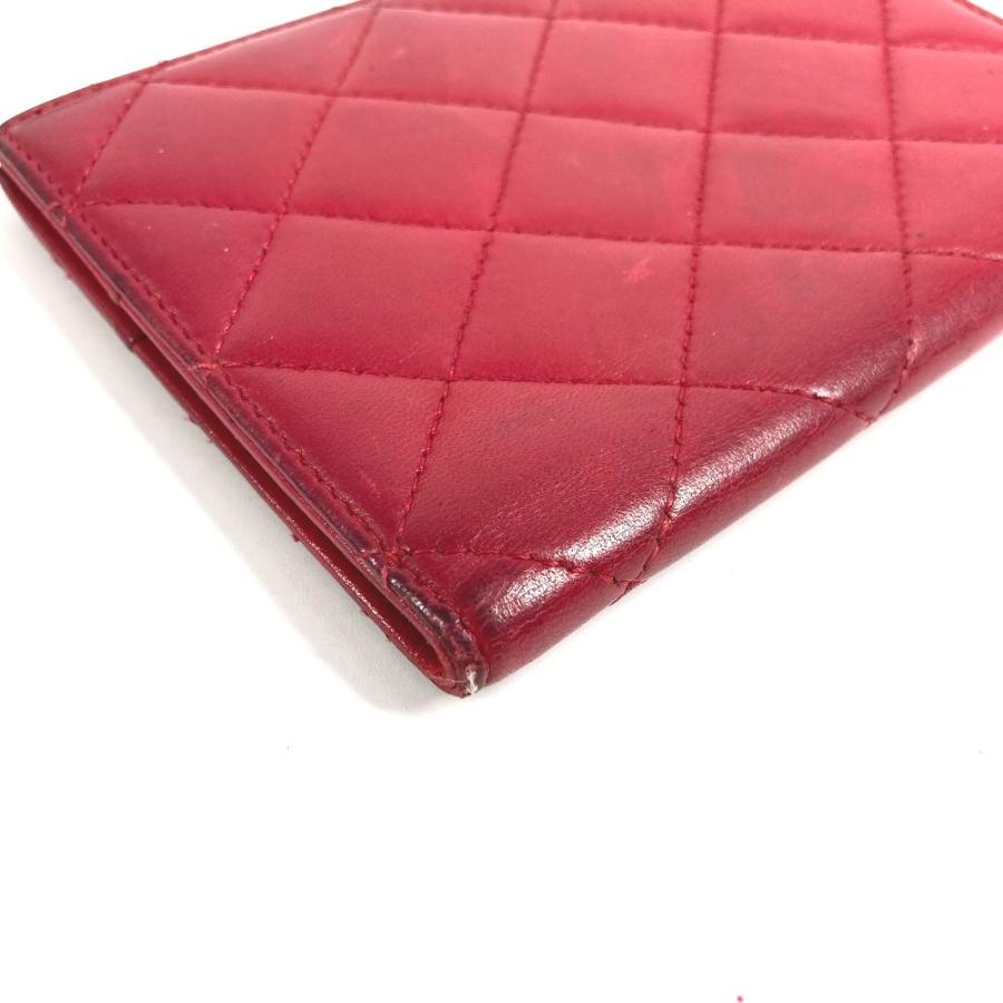 CHANEL シャネル CC ココマーク ロゴ マトラッセ キルティング 2つ折り カバー ステーショナリー パスポートケース レッド 【中古】 | CHANEL | 06