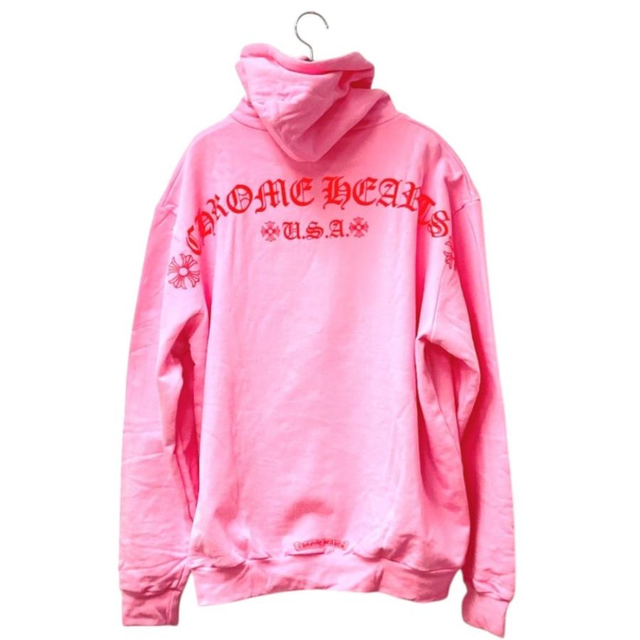 美品 CHROME HEARTS クロムハーツ USA ロゴ アパレル フーディー フード トレーナー スウェット 長袖 パーカー ピンク メンズ【中古】 |  | 01