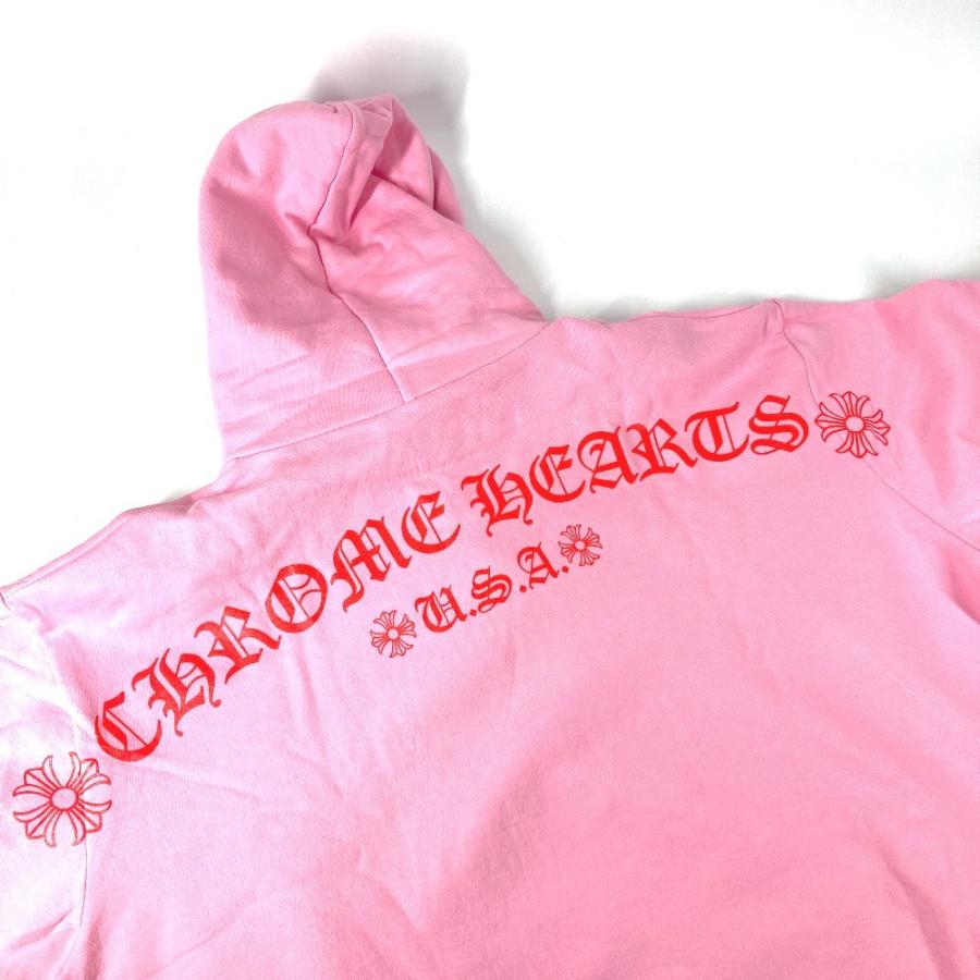 美品 CHROME HEARTS クロムハーツ USA ロゴ アパレル フーディー フード トレーナー スウェット 長袖 パーカー ピンク メンズ【中古】 |  | 02