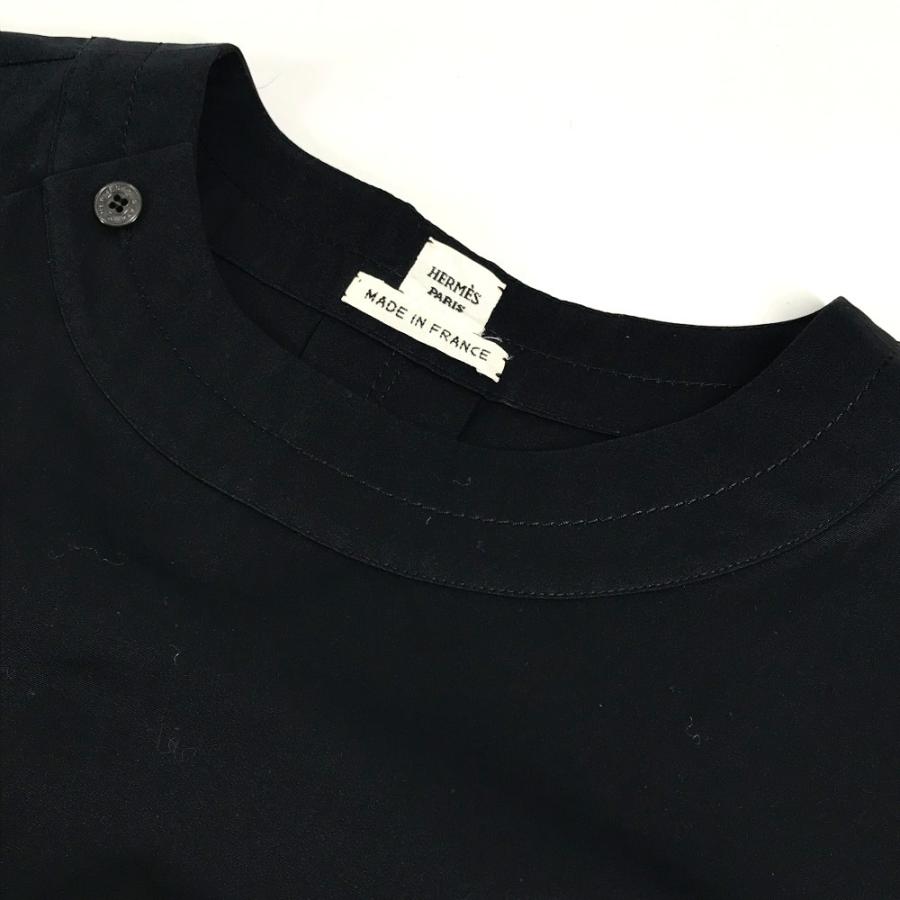 美品 HERMES エルメス ブラウス 袖なし ボタン アパレル シャツ トップス タンクトップ ブラック レディース【中古】 | HERMES | 02