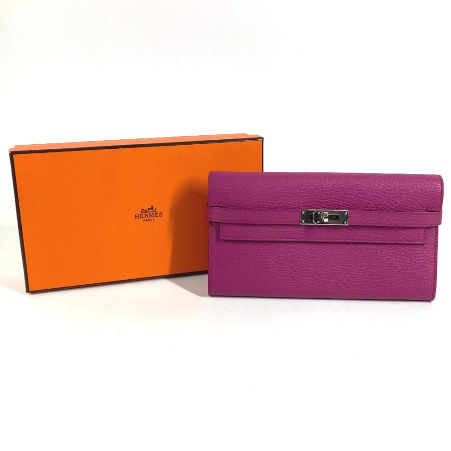 新品同様 HERMES エルメス ケリーウォレット ロングウォレット フラップ 長財布 ローズパープル パープル ユニセックス【中古】 | HERMES | 01