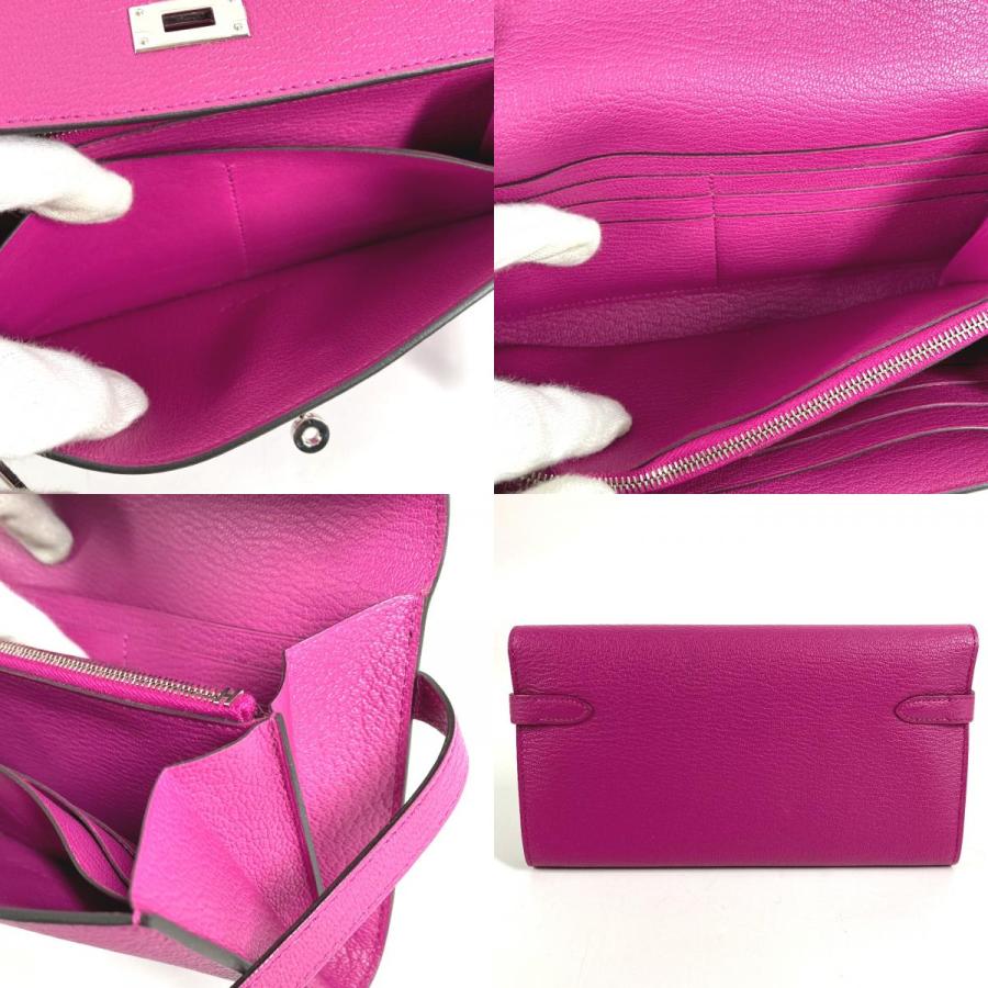 新品同様 HERMES エルメス ケリーウォレット ロングウォレット フラップ 長財布 ローズパープル パープル ユニセックス【中古】 | HERMES | 08
