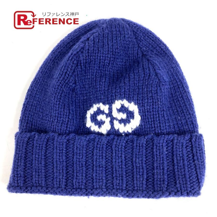 GUCCI グッチ 602886 ロゴ GG ビーニー 帽子 ニット帽 ニットキャップ  ニット帽 ブルー ユニセックス【中古】 | GUCCI