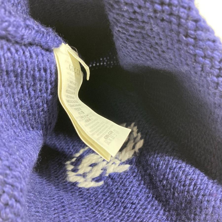 GUCCI グッチ 602886 ロゴ GG ビーニー 帽子 ニット帽 ニットキャップ  ニット帽 ブルー ユニセックス【中古】 | GUCCI | 01