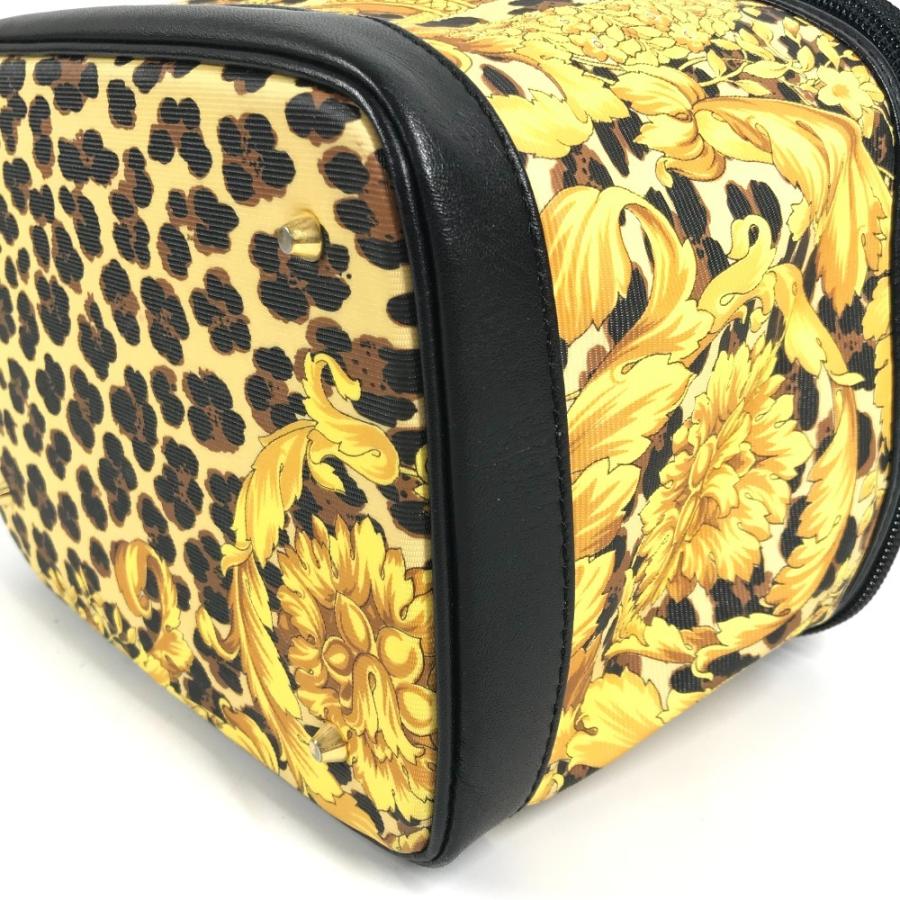 VERSACE ヴェルサーチ レオパード 豹柄 ヒョウ カバン バニティ型 ポーチ ミラー付き 鏡 ヴィンテージ ハンドバッグ イエロー【中古】 |  | 05