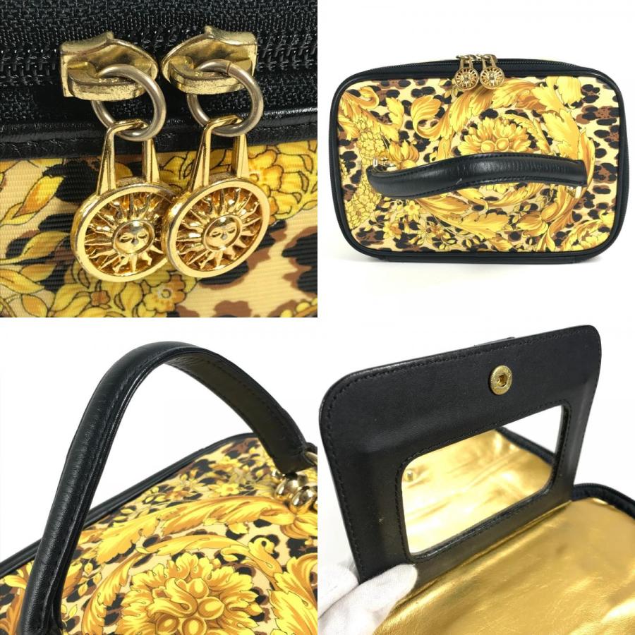 VERSACE ヴェルサーチ レオパード 豹柄 ヒョウ カバン バニティ型 ポーチ ミラー付き 鏡 ヴィンテージ ハンドバッグ イエロー【中古】 |  | 07