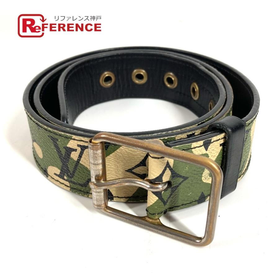 LOUIS VUITTON ルイヴィトン M9646U サンチュール モノグラモフラージュ カモフラ 迷彩 村上隆 TM ベルト カーキ メンズ【中古】 | LOUIS VUITTON