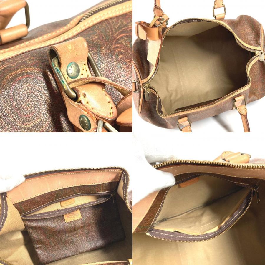 ETRO エトロ ペイズリー柄 ロゴ ハンドバッグ トラベルバッグ 旅行バッグ ボストンバッグ ブラウン ユニセックス【中古】 | ETRO | 08