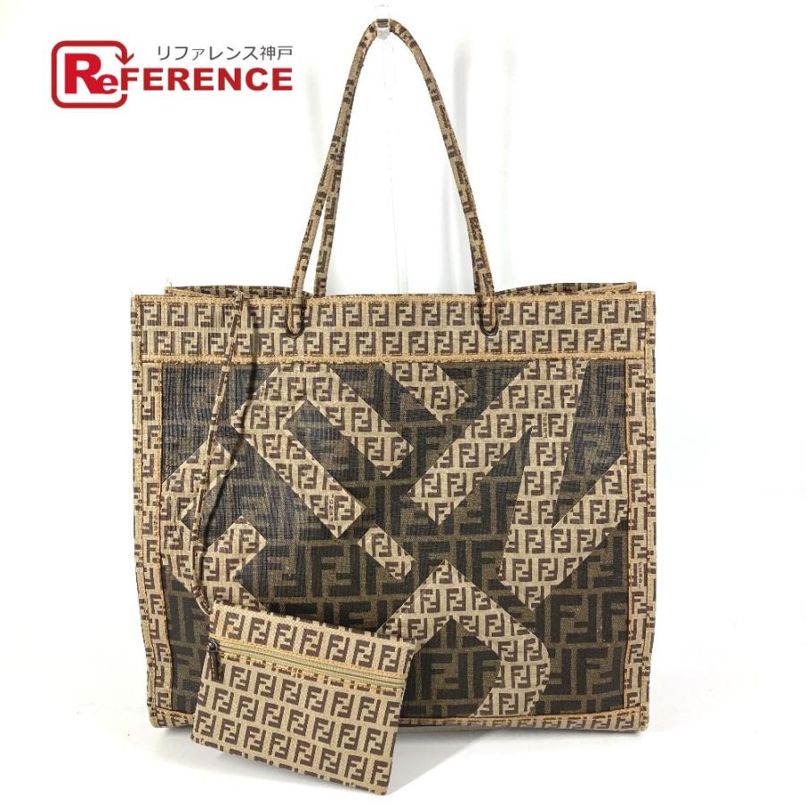 FENDI フェンディ 8BH184 ズッカ ズッキーノ 肩掛け トートバッグ カバン ポーチ付き ショルダーバッグ ブラウン ユニセックス【中古】 | FENDI
