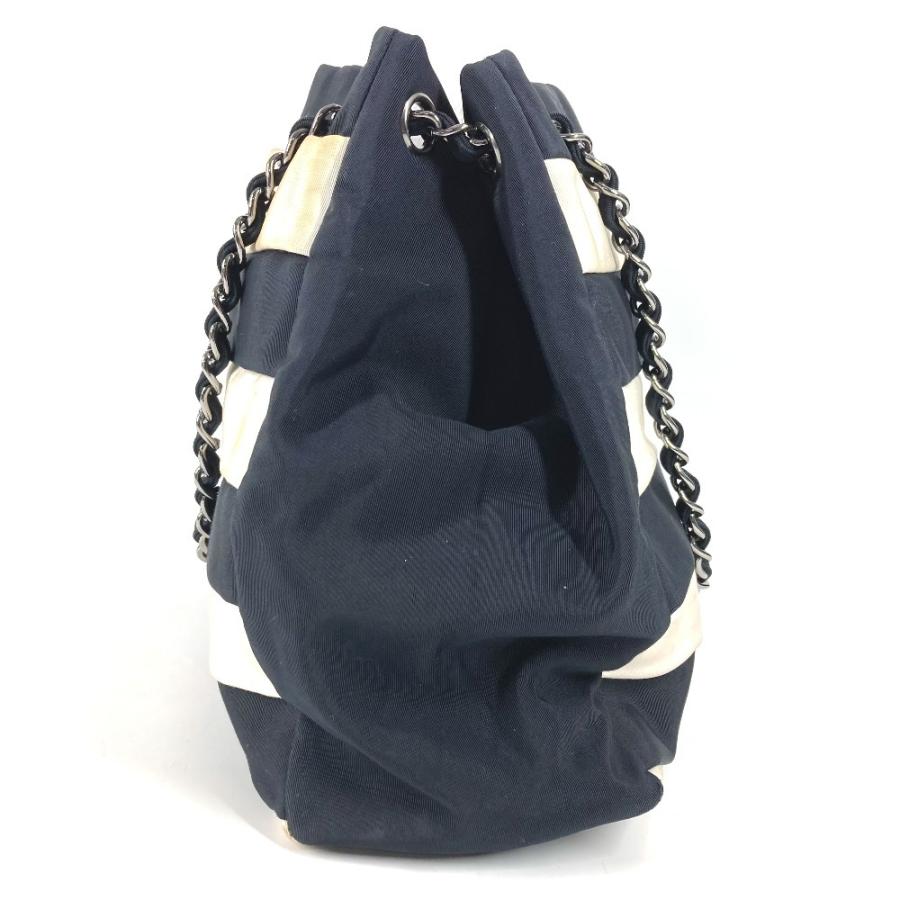 CHANEL シャネル 2.55金具 ボーダー カバン 肩掛け トートバッグ Wチェーン ショルダーバッグ ブラック ユニセックス【中古】 | CHANEL | 02