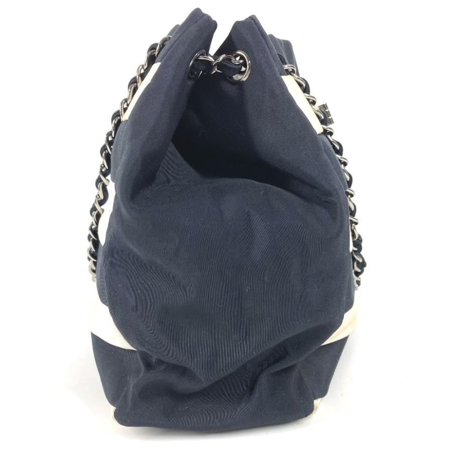 CHANEL シャネル 2.55金具 ボーダー カバン 肩掛け トートバッグ Wチェーン ショルダーバッグ ブラック ユニセックス【中古】 | CHANEL | 03