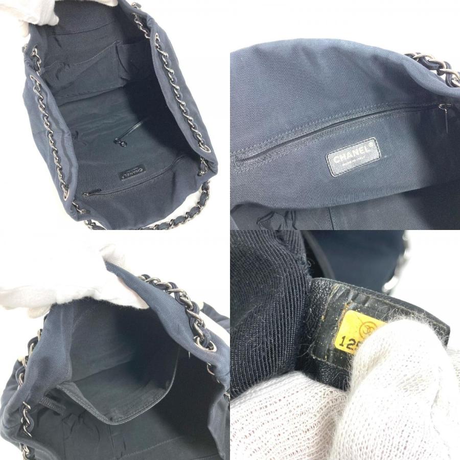 CHANEL シャネル 2.55金具 ボーダー カバン 肩掛け トートバッグ Wチェーン ショルダーバッグ ブラック ユニセックス【中古】 | CHANEL | 09