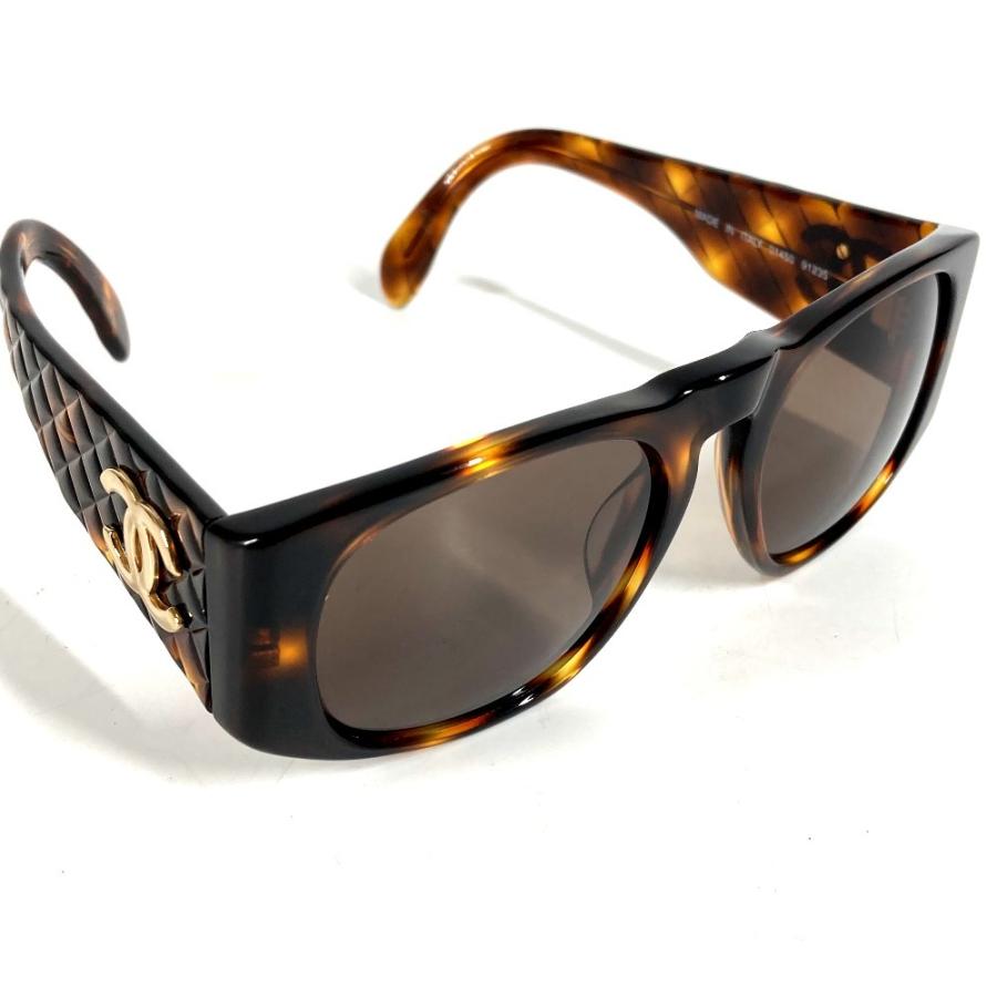 CHANEL シャネル 01450 CC ココマーク ロゴ マトラッセ キルティング めがね メガネ べっ甲柄 ヴィンテージ サングラス ブラウン【中古】 | CHANEL | 02