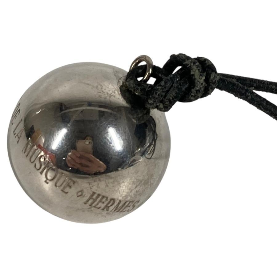 HERMES エルメス THE YEAR OF MUSIC 1996 L'ANNEE DE LA MUSIQUE ボールネックレス 革紐 レザー アクセサリー ネックレス シルバー【中古】 | HERMES | 02