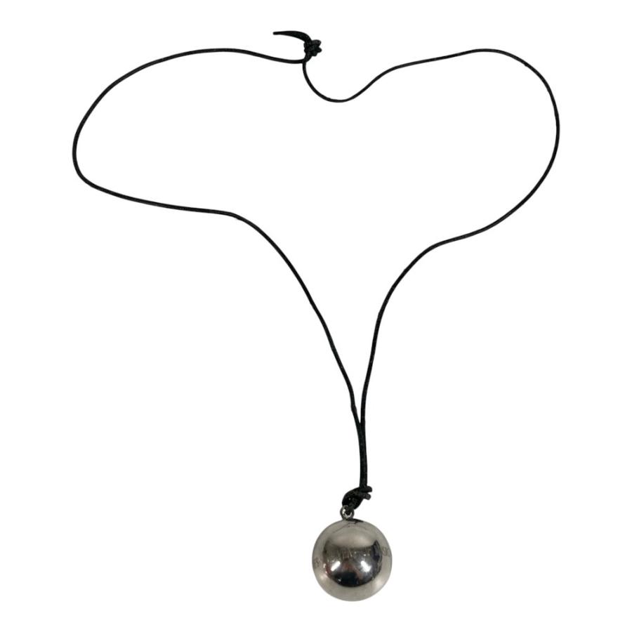 HERMES エルメス THE YEAR OF MUSIC 1996 L'ANNEE DE LA MUSIQUE ボールネックレス 革紐 レザー アクセサリー ネックレス シルバー【中古】 | HERMES | 03