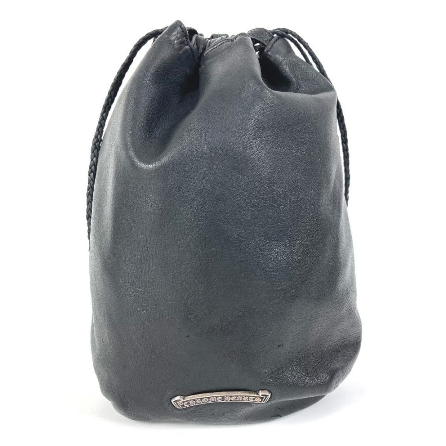 CHROME HEARTS クロムハーツ BSフレア ドローストリング 巾着 カバン スクロールラベル ポーチ フラップ ハンドバッグ ブラック【中古】 |  | 02