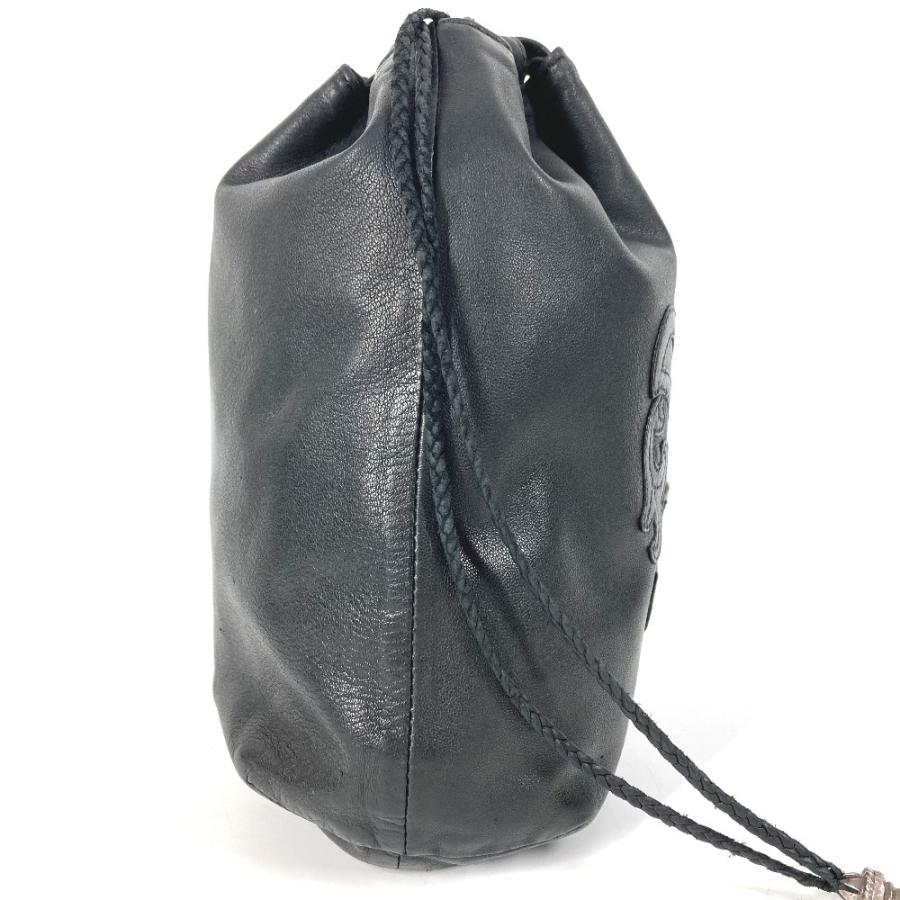 CHROME HEARTS クロムハーツ BSフレア ドローストリング 巾着 カバン スクロールラベル ポーチ フラップ ハンドバッグ ブラック【中古】 |  | 04