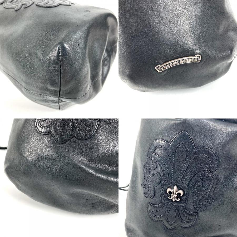 CHROME HEARTS クロムハーツ BSフレア ドローストリング 巾着 カバン スクロールラベル ポーチ フラップ ハンドバッグ ブラック【中古】 |  | 07