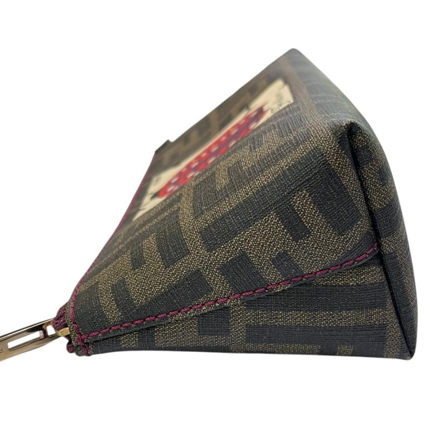 FENDI フェンディ 7N0038  ズッカ ロゴ てんとう虫 ポーチ 小物入れ 収納 化粧ポーチ ブラウン ユニセックス【中古】 | FENDI | 03