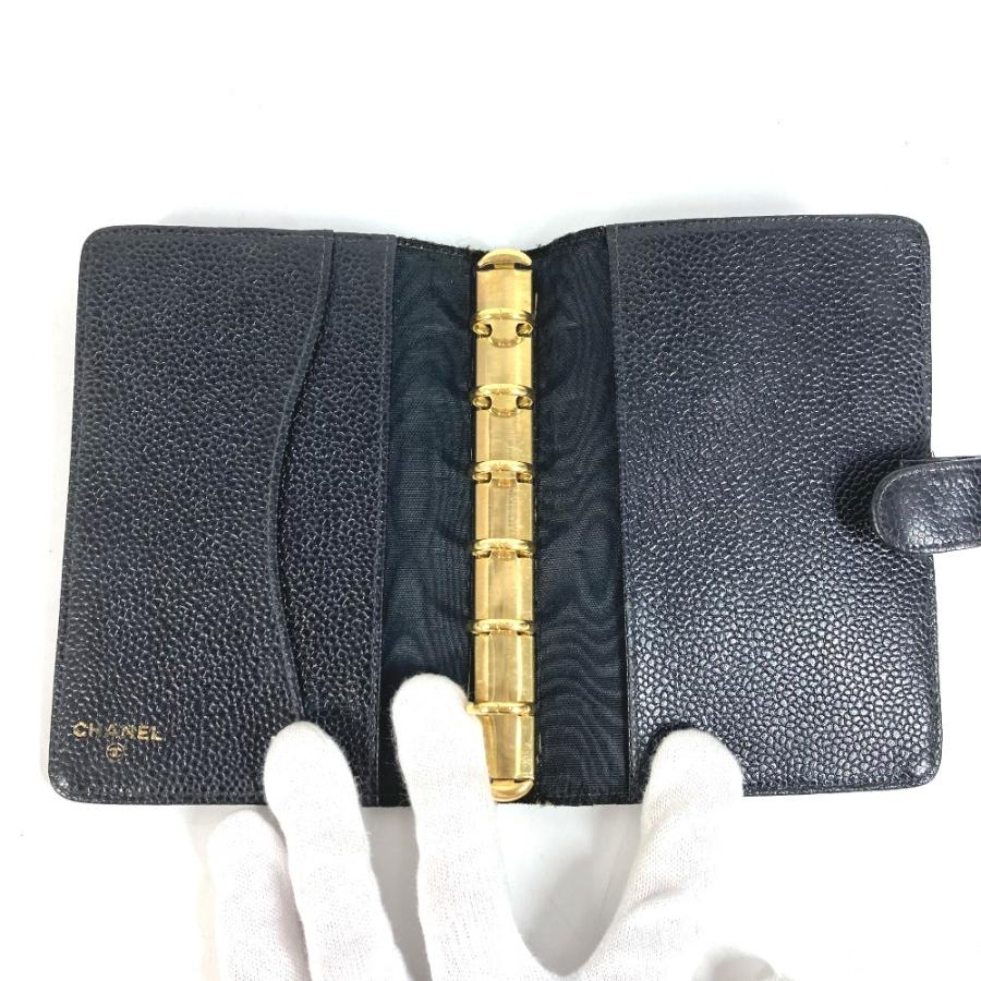 CHANEL シャネル CC ココマーク ロゴ ステーショナリー システム手帳 ケース  手帳カバー ブラック ユニセックス【中古】 | CHANEL | 06