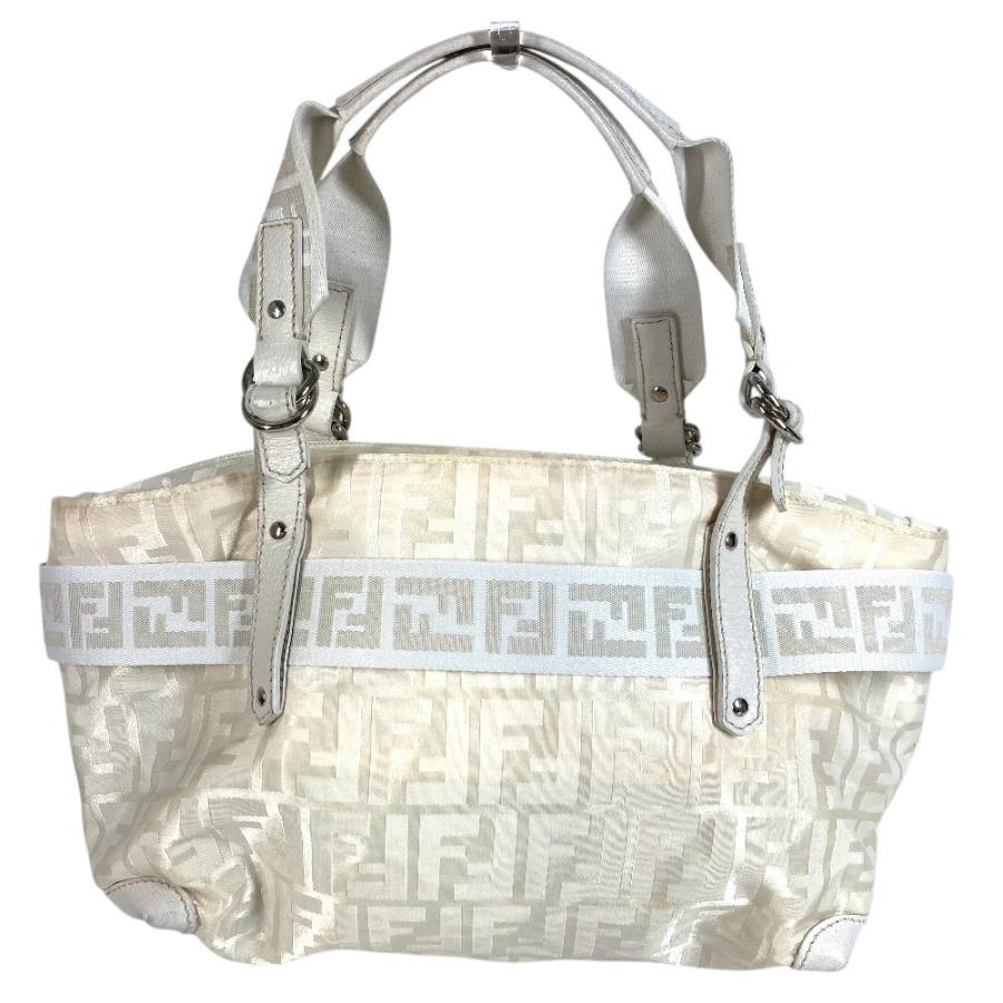FENDI フェンディ ズッカ FF ロゴ ベルト カバン トートバッグ ショルダーバッグ  ハンドバッグ ホワイト ユニセックス【中古】 | FENDI | 01