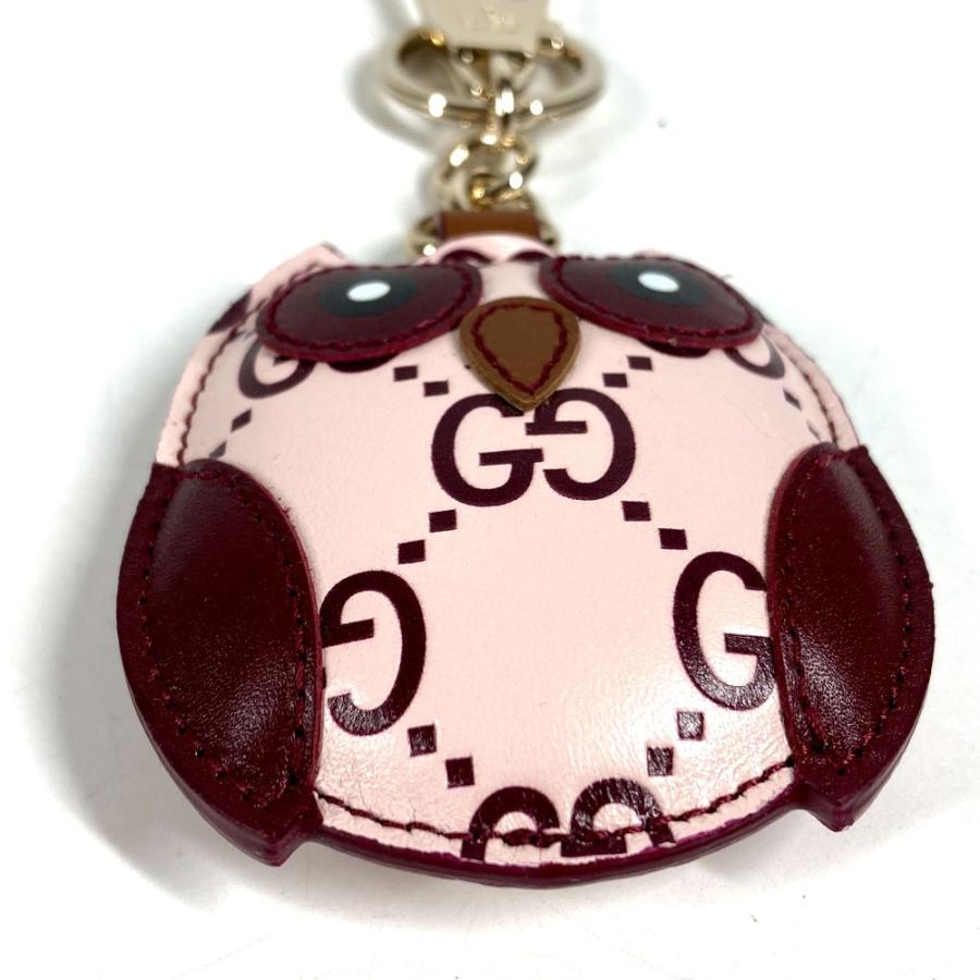 未使用 GUCCI グッチ 821813 オウル ふくろう シェイプ バッグ チャーム バッグチャーム GGエンブレム キーホルダー ピンク 【中古】 | GUCCI | 01