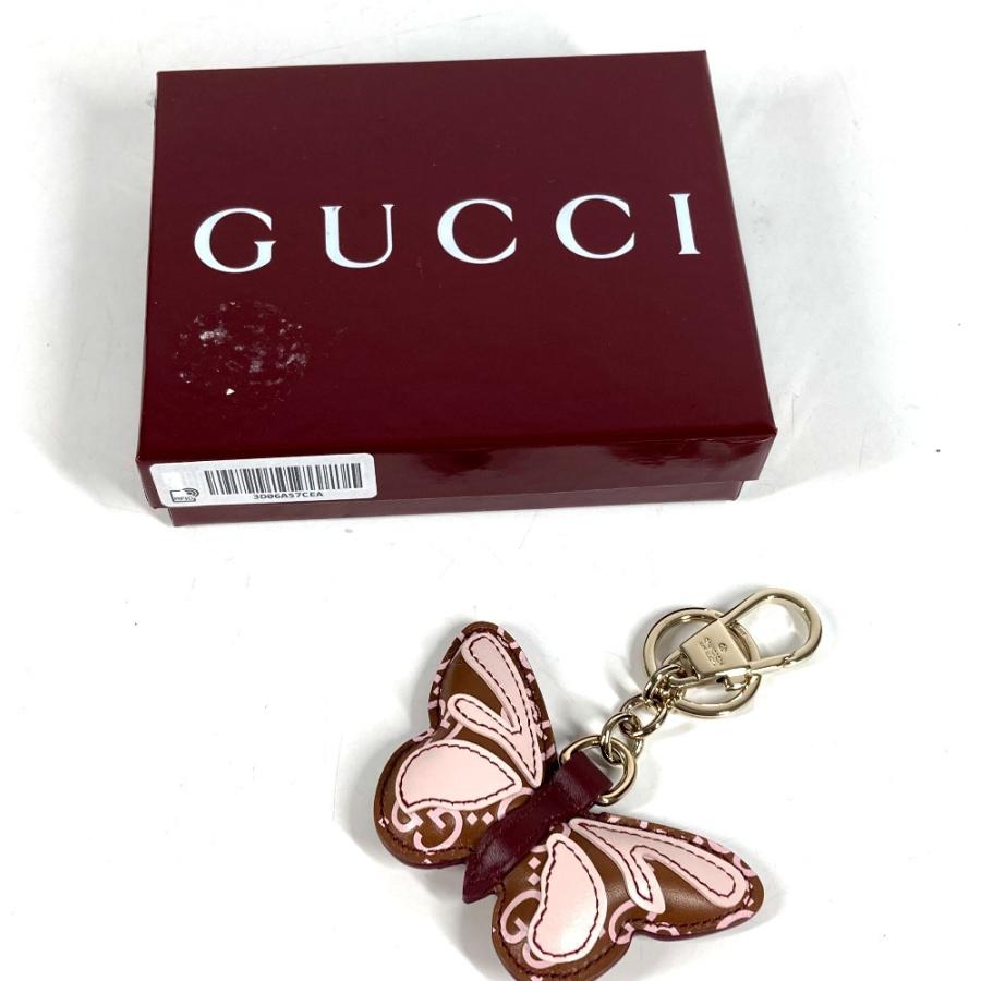 新品同様 GUCCI グッチ  ?837346 バタフライ 蝶 シェイプ バッグ チャーム バッグチャーム GGエンブレム キーホルダー ピンク【中古】 | GUCCI | 07