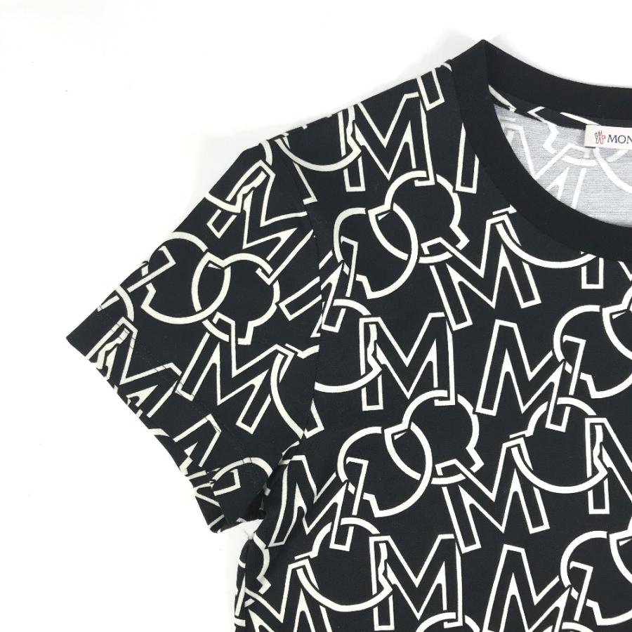 美品 MONCLER モンクレール T-SHIRT GIROCOLLO SS T-SHIRT 総柄 XSサイズ ロゴ 半袖Ｔシャツ ブラック 黒 レディース【中古】 | MONCLER | 02