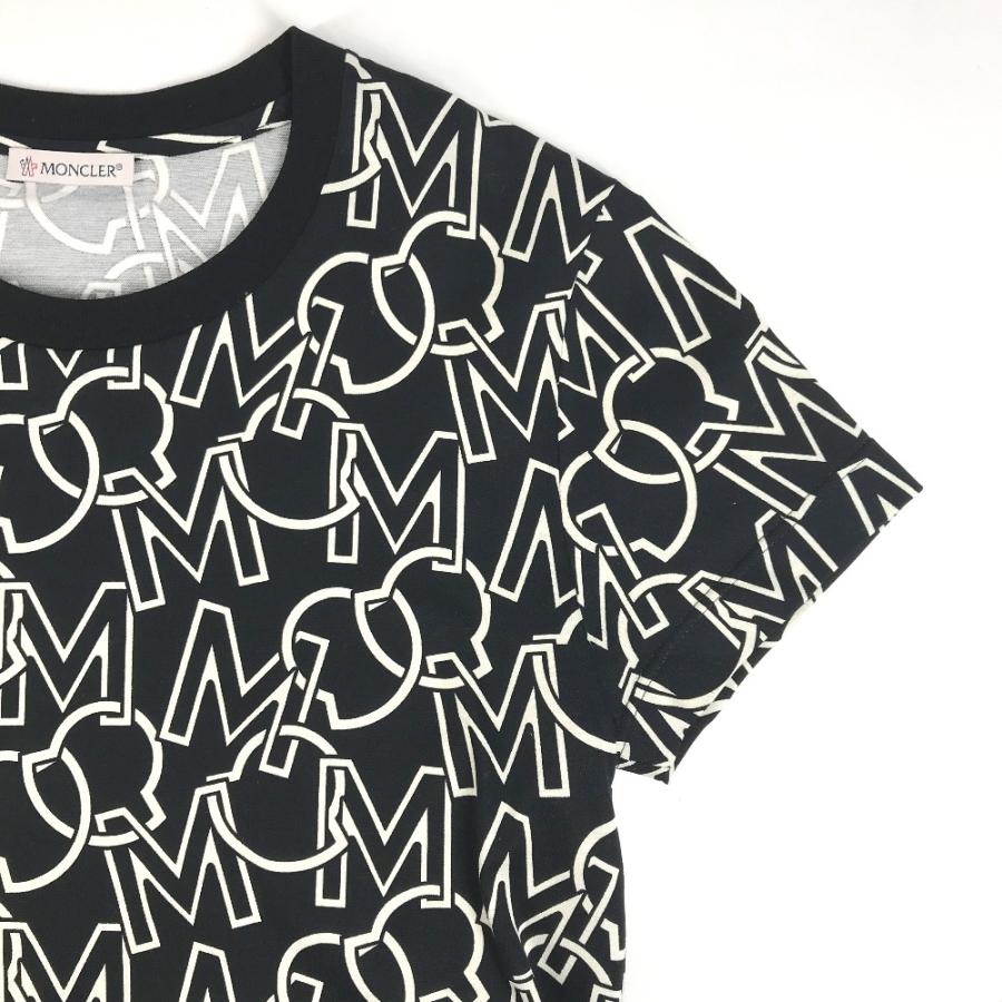 美品 MONCLER モンクレール T-SHIRT GIROCOLLO SS T-SHIRT 総柄 XSサイズ ロゴ 半袖Ｔシャツ ブラック 黒 レディース【中古】 | MONCLER | 03