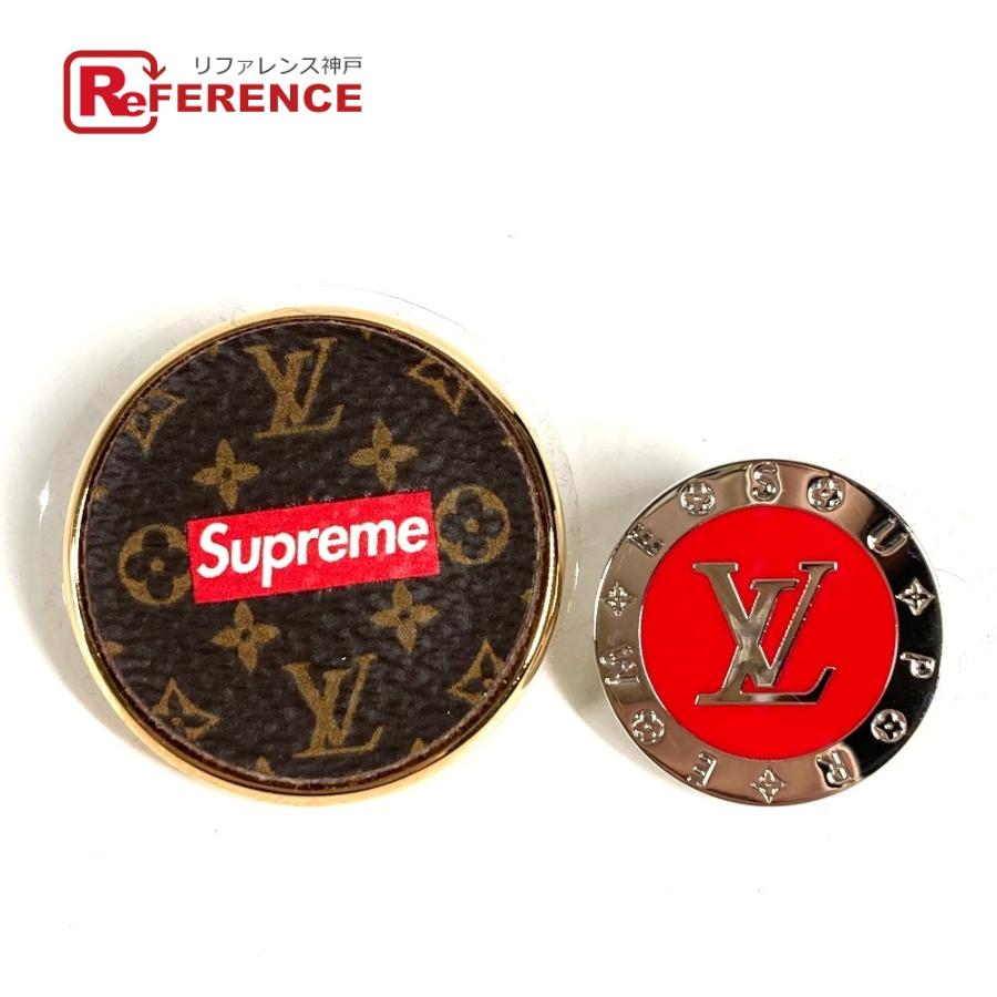 美品 LOUIS VUITTON ルイヴィトン MP2076  ボックスロゴ 2点セット ペア アクセサリー  シュプリーム コラボ モノグラム ブローチ【中古】 | LOUIS VUITTON