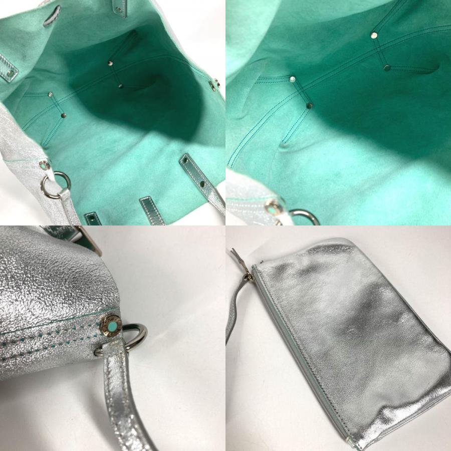 TIFFANY&Co. ティファニー ロゴ リバーシブル 肩掛け カバン トートバッグ ポーチ付き ショルダーバッグ シルバー ユニセックス【中古】 | TIFFANY&Co. | 09