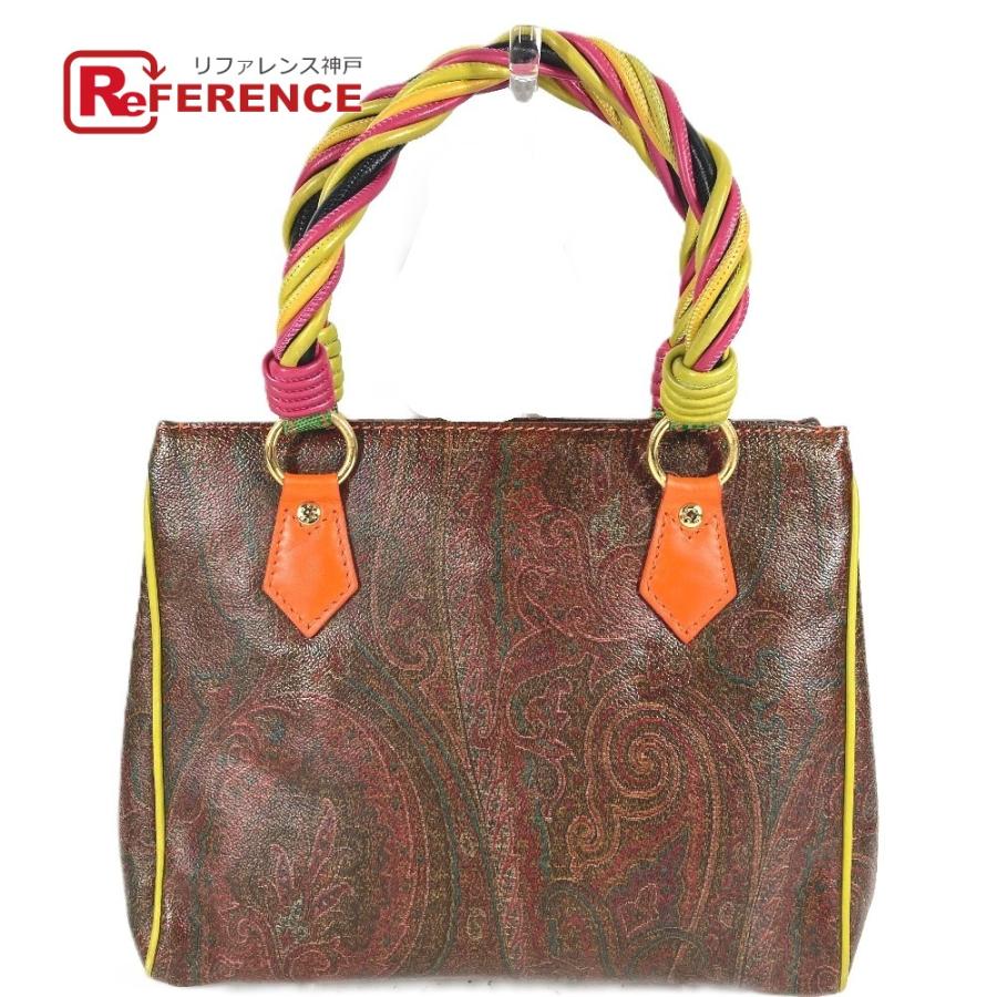ETRO エトロ ペイズリー柄 ロゴ カバン トートバッグ ハンドバッグ ブラウン ユニセックス【中古】 | ETRO