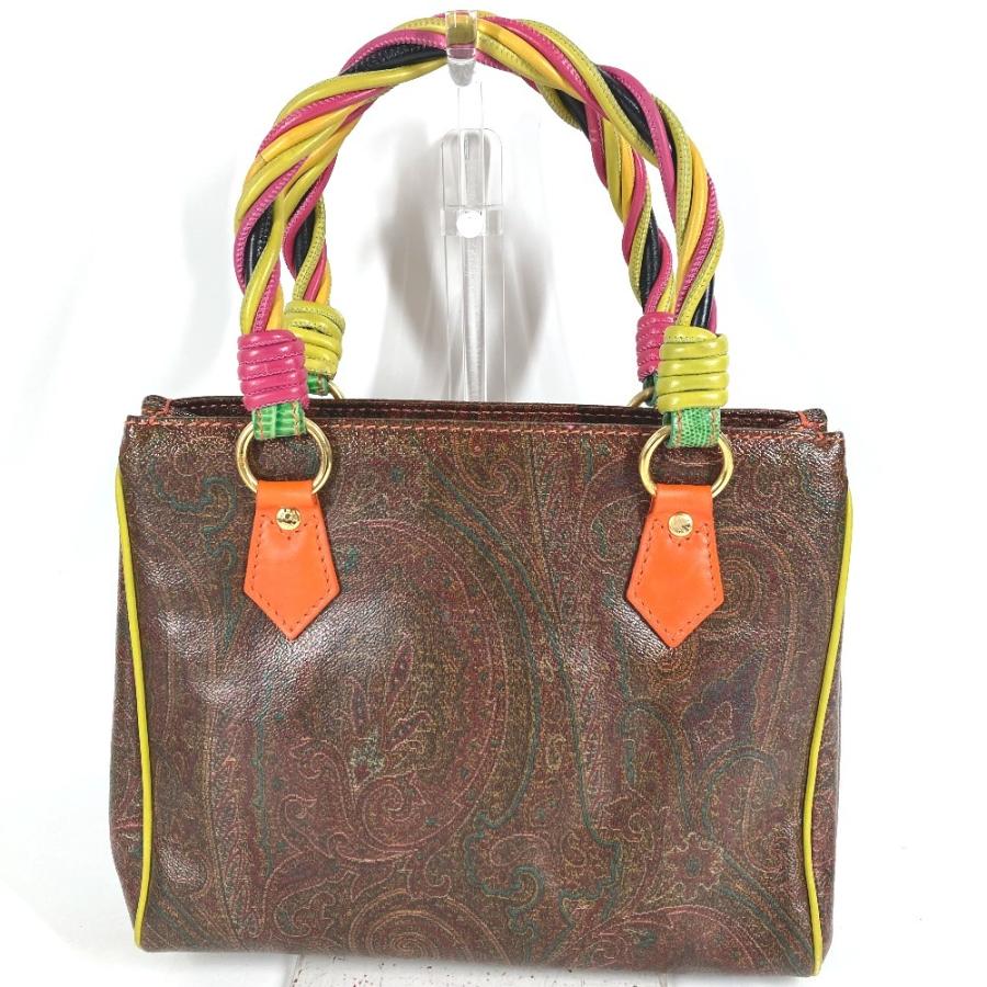 ETRO エトロ ペイズリー柄 ロゴ カバン トートバッグ ハンドバッグ ブラウン ユニセックス【中古】 | ETRO | 01
