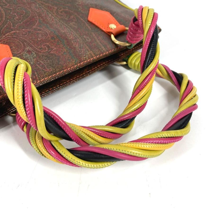 ETRO エトロ ペイズリー柄 ロゴ カバン トートバッグ ハンドバッグ ブラウン ユニセックス【中古】 | ETRO | 07