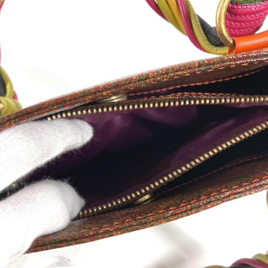 ETRO エトロ ペイズリー柄 ロゴ カバン トートバッグ ハンドバッグ ブラウン ユニセックス【中古】 | ETRO | 08