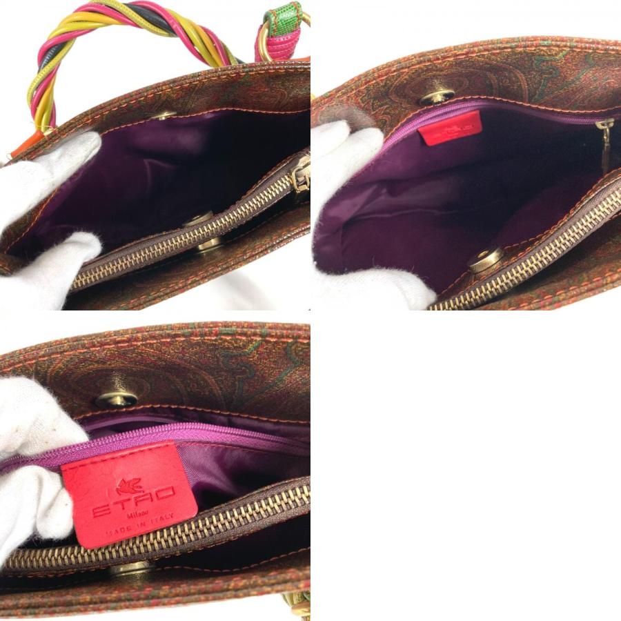 ETRO エトロ ペイズリー柄 ロゴ カバン トートバッグ ハンドバッグ ブラウン ユニセックス【中古】 | ETRO | 09