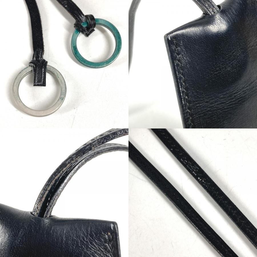 HERMES エルメス クロシェット キーリング バッグチャーム チャーム レザー ヴィンテージ ネックレス ブラック ユニセックス【中古】 | HERMES | 08