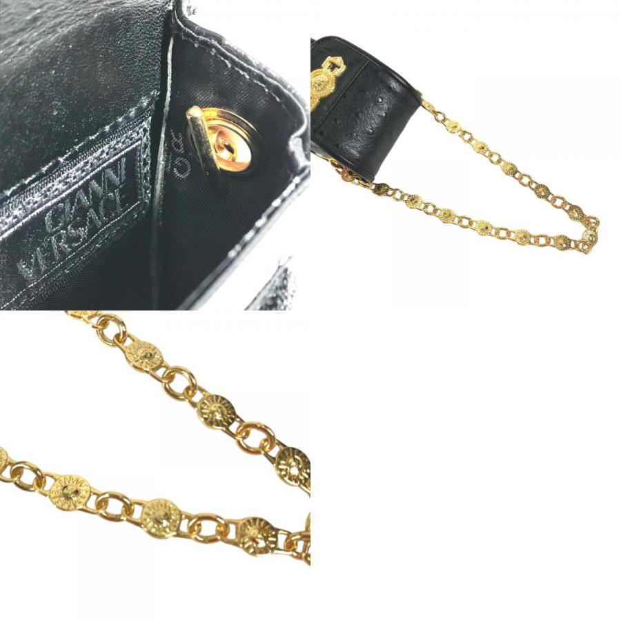 美品 VERSACE ヴェルサーチ サンバースト ロゴ 携帯ポーチ カバン フラップ チェーンバッグ ヴィンテージ ハンドバッグ ブラック【中古】 |  | 09