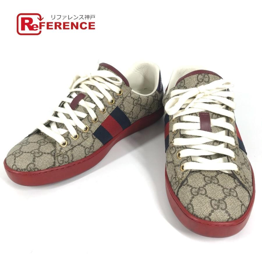 GUCCI グッチ 429445 ロゴ 靴 シューズ 紐 GGスプリーム スニーカー ベージュ メンズ【中古】 | GUCCI
