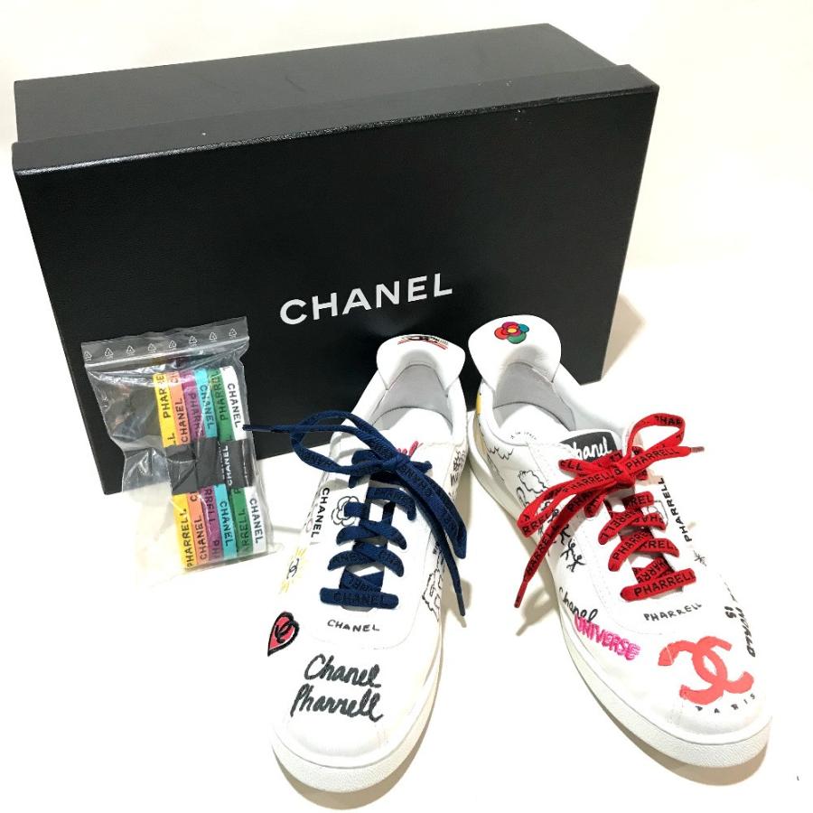 Chanel シャネル G シューズ 靴 Cc グラフィティ スニーカー ホワイト マルチカラー メンズ 中古 O 13 リファレンス コレクション 通販 Yahoo ショッピング