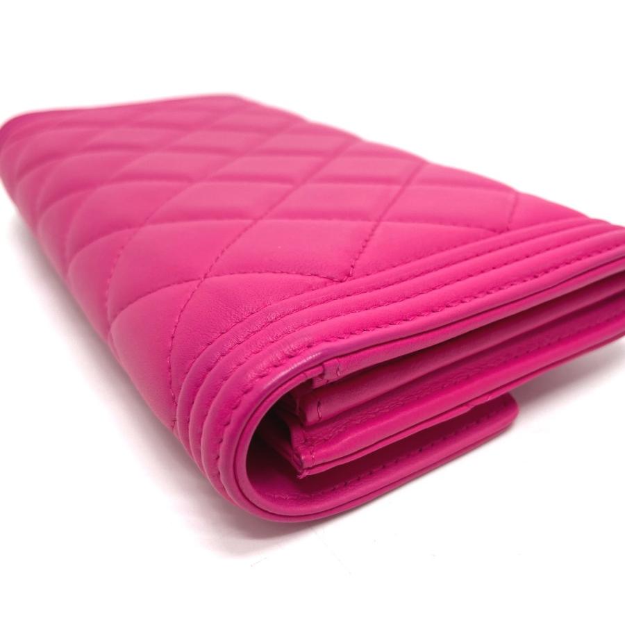 CHANEL シャネル A80286 ボーイシャネル 財布 ラウンドファスナー ロングウォレット 革小物 マトラッセ 長財布 ピンク レディース【中古】 | CHANEL | 03