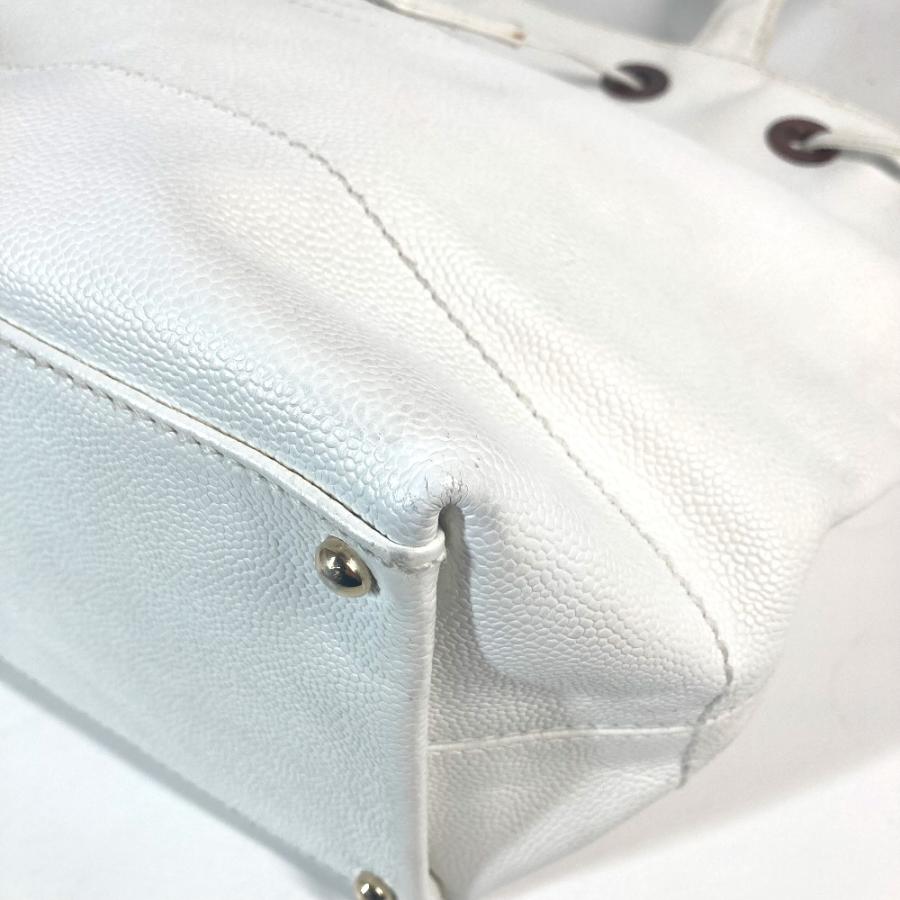 CHANEL シャネル CC ココマーク 巾着 ハンドバッグ セミショルダーバッグ トートバッグ キャビアスキン ホワイト レディース【中古】 | CHANEL | 05