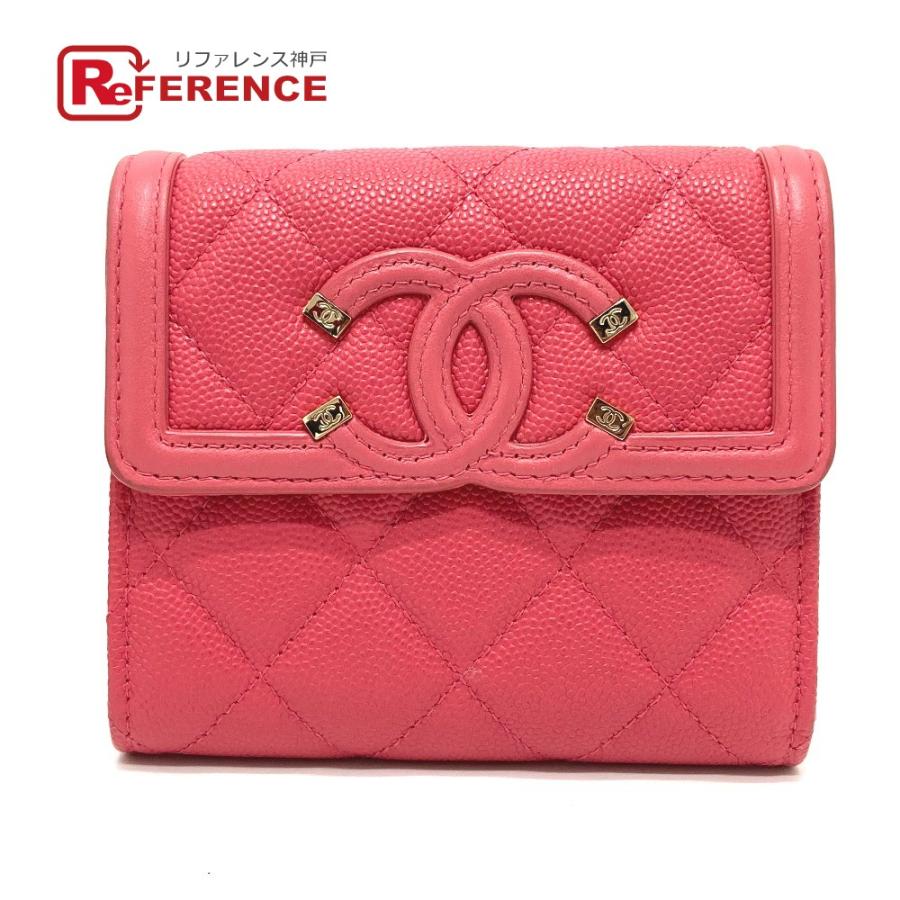 【美品】CHANEL マトラッセ　キャビアスキン ポーチ　 ピンク 財布 ♥ ㉗ 中古・古着通販】CHANEL (シャネル) キャビアスキンマトラッセ2
