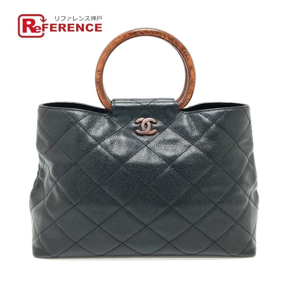 CHANEL シャネル CCココマーク マトラッセ ウッド調 ハンドバッグ