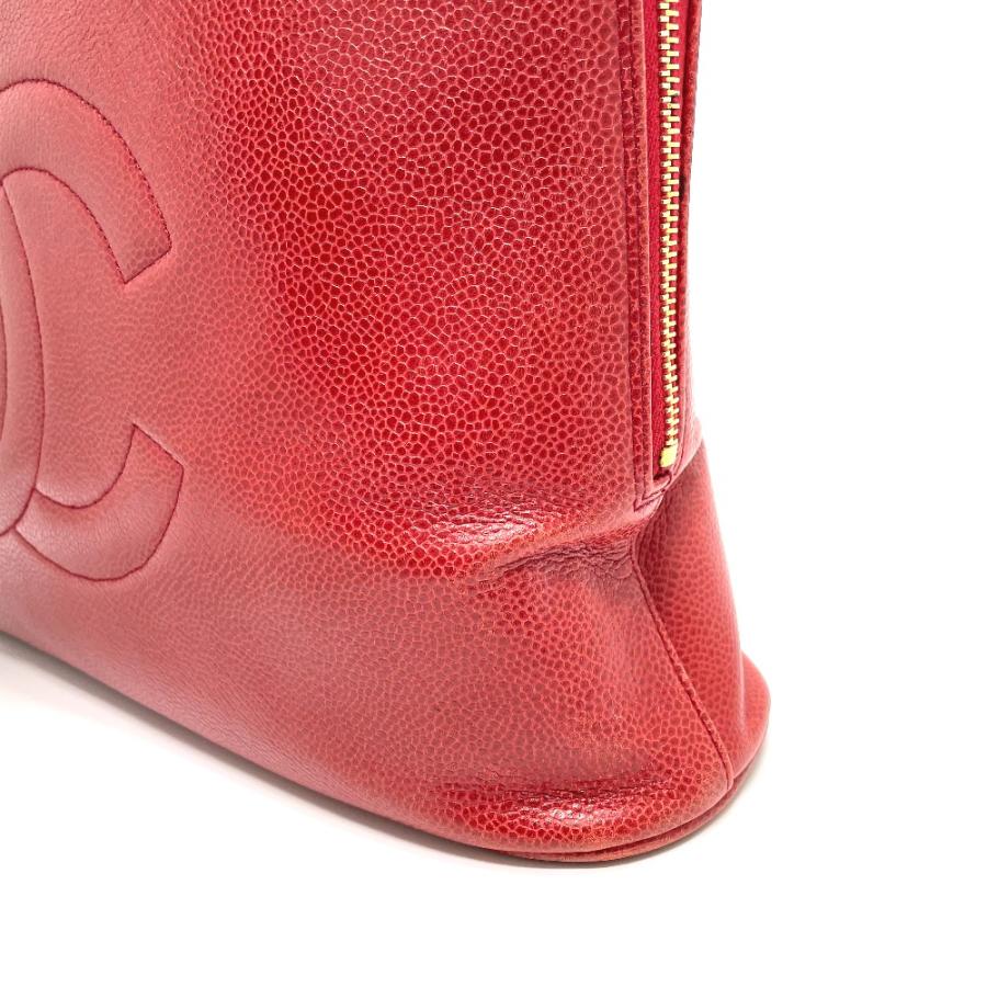 CHANEL シャネル CC ココマーク ボールチャーム トートバッグ ショルダーバッグ キャビアスキン レッド レディース【中古】 | CHANEL | 02