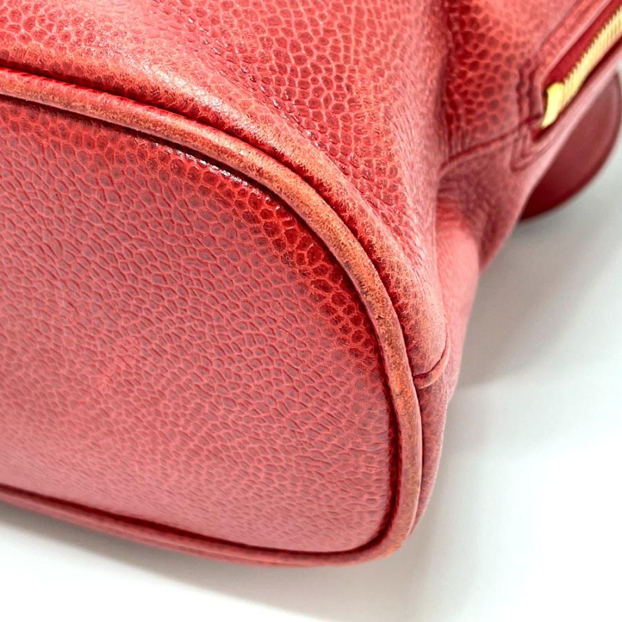 CHANEL シャネル CC ココマーク ボールチャーム トートバッグ ショルダーバッグ キャビアスキン レッド レディース【中古】 | CHANEL | 04