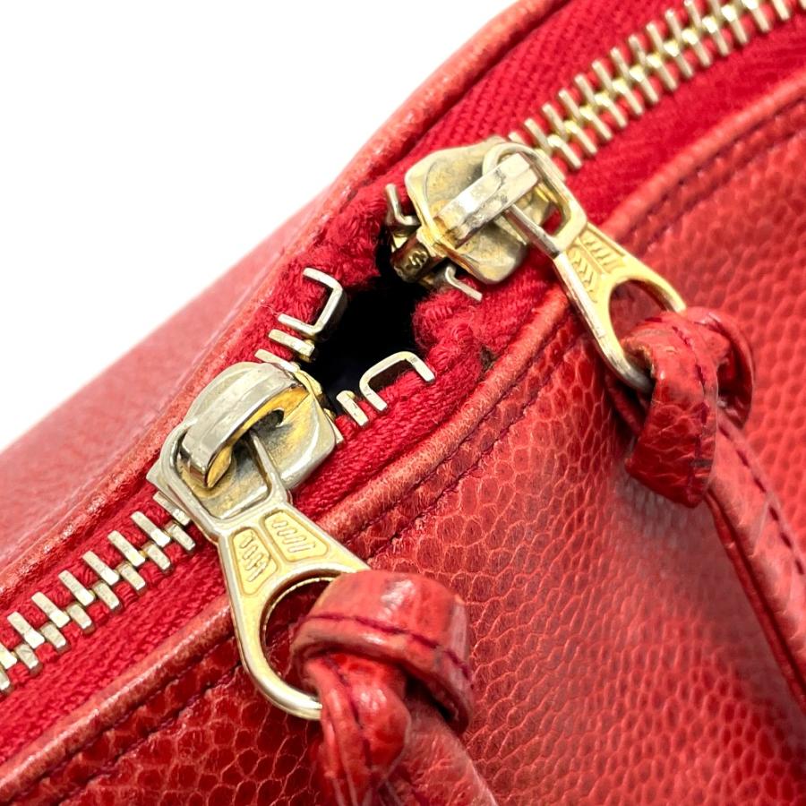 CHANEL シャネル CC ココマーク ボールチャーム トートバッグ ショルダーバッグ キャビアスキン レッド レディース【中古】 | CHANEL | 07