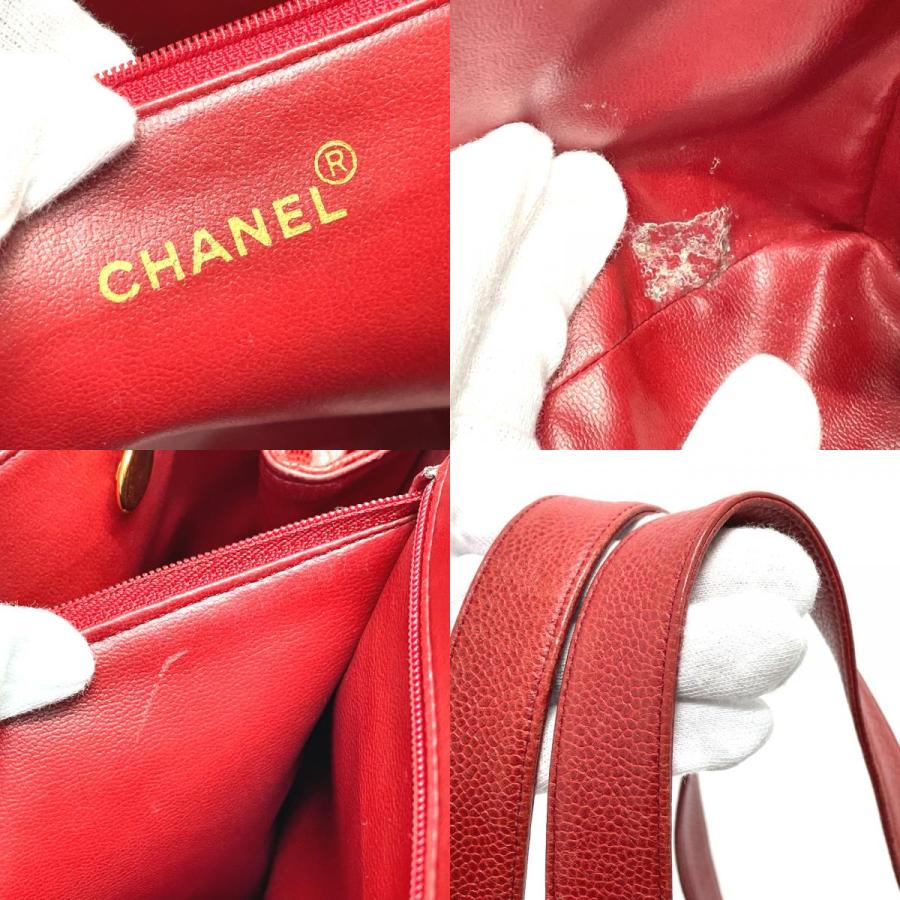 CHANEL シャネル CC ココマーク ボールチャーム トートバッグ ショルダーバッグ キャビアスキン レッド レディース【中古】 | CHANEL | 09