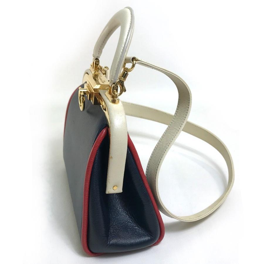 Christian Dior クリスチャンディオール トリコロール がま口 2WAY 