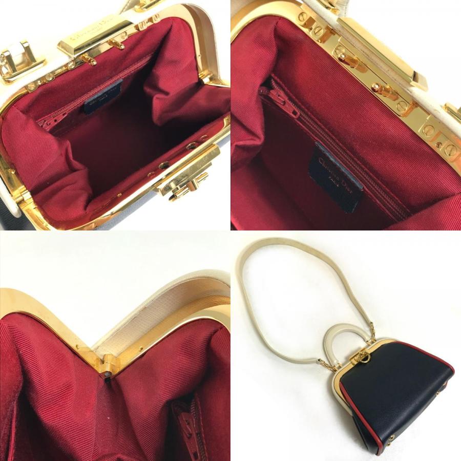 Christian Dior クリスチャンディオール トリコロール がま口 2WAY 